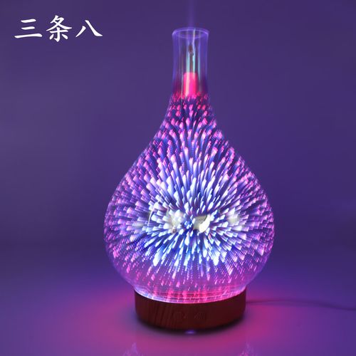 跨境热销品 3D玻璃烟花香薰机——七彩LED渐变创意小夜灯与空气净化的艺术融合