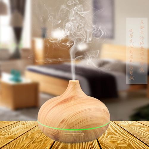 创意木纹香薰机 迷你空气加香器 小型超声波加湿器大雾家用七彩卧